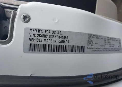 2022 Chrysler Pacifica Touring L z USA, uszkodzony, nr VIN 2C4RC1BG5NR141884